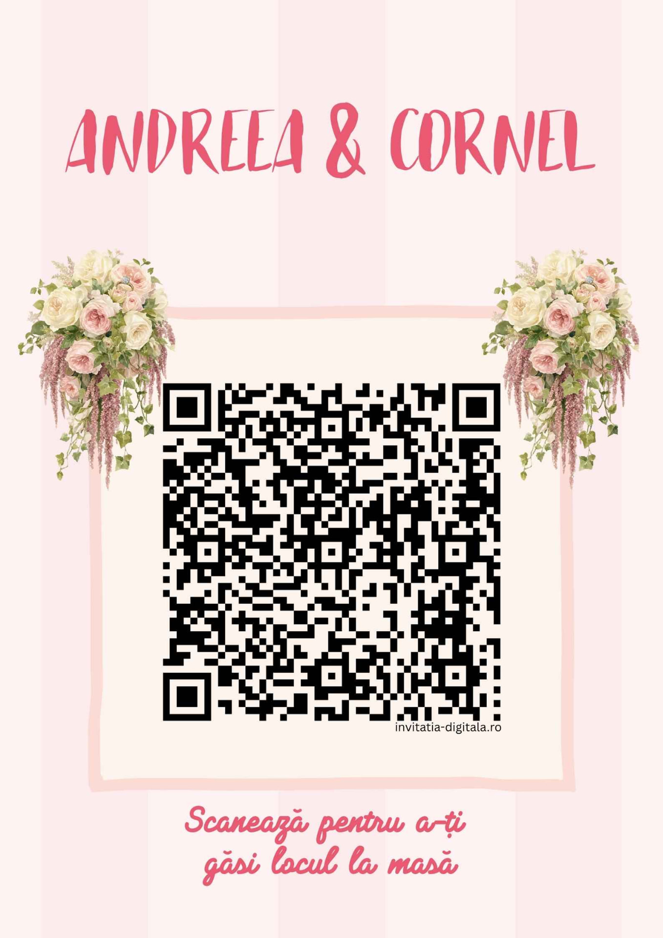 Exemplu de poster cu cod QR pentru așezarea la mese 2