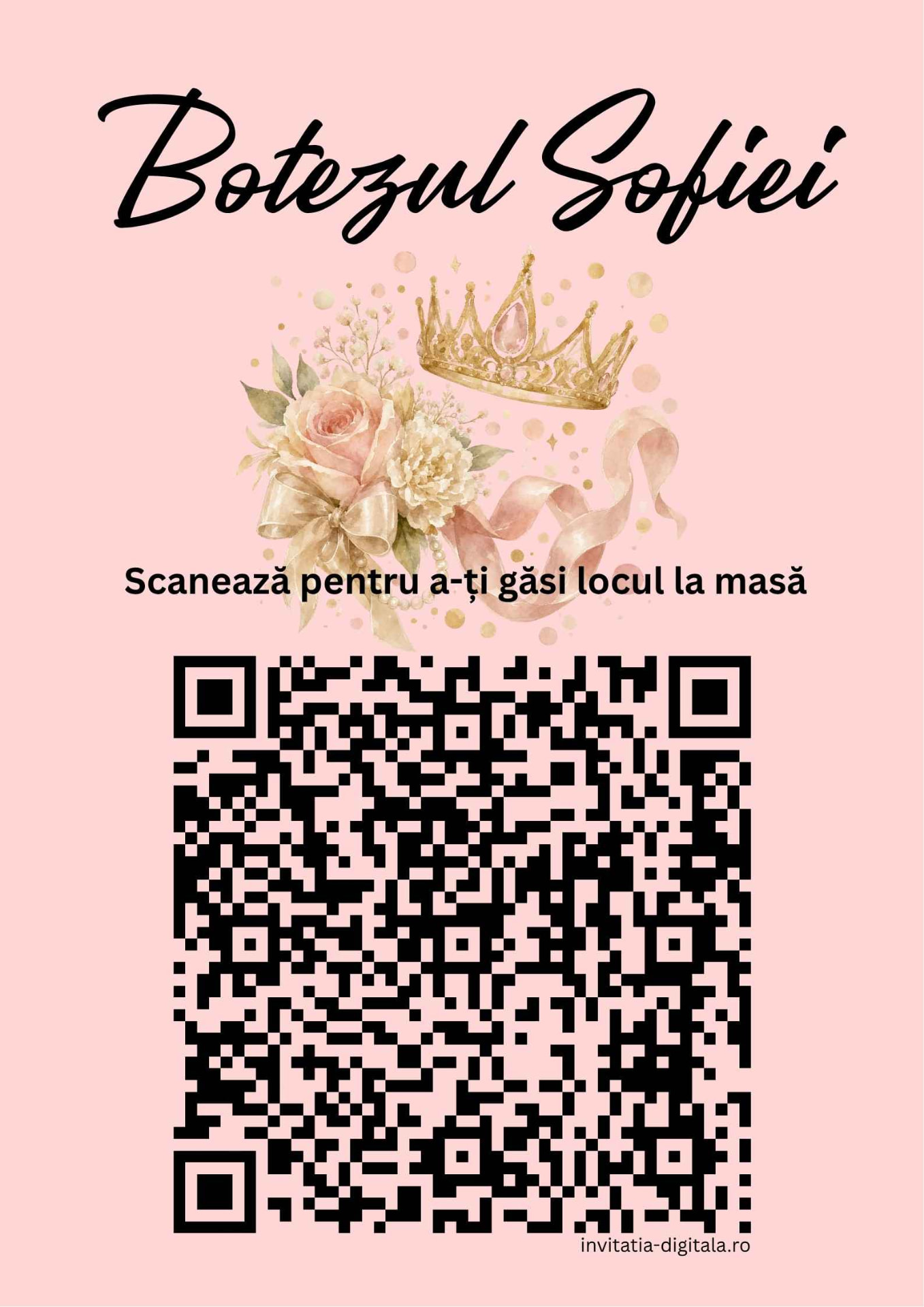 Exemplu de poster cu cod QR pentru așezarea la mese 1