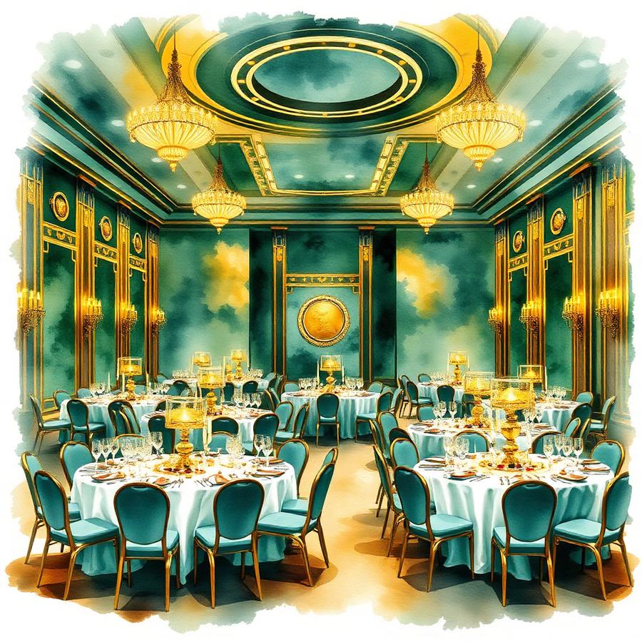 Sala de bal pregătită pentru gală